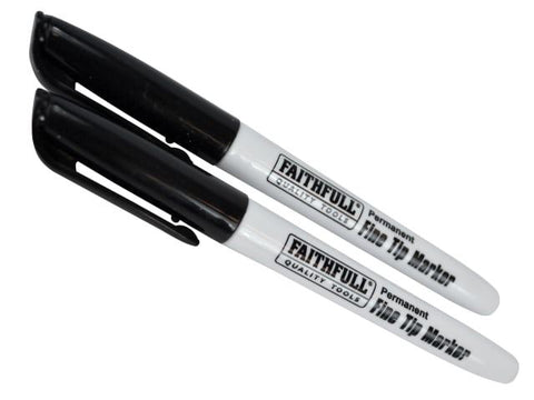 Faithfull Fibre Tip Marker Pen Black (Pack of 2)