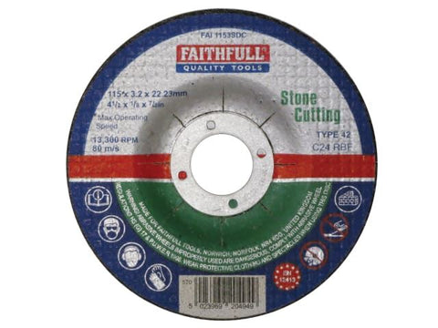 Faithfull Depressed Centre Stone Cutting Disc 115 x 3.2 x 22.23mm