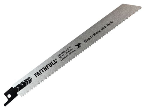 Faithfull S1122HF Bi-Metal Sabre Saw Blade Demolition 200mm 10 TPI (Pack 5)